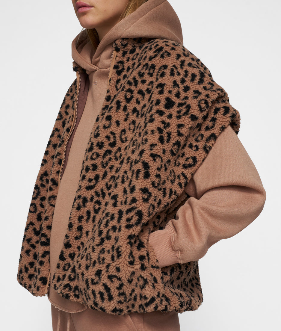 teddy gilet leopard | dark fudge