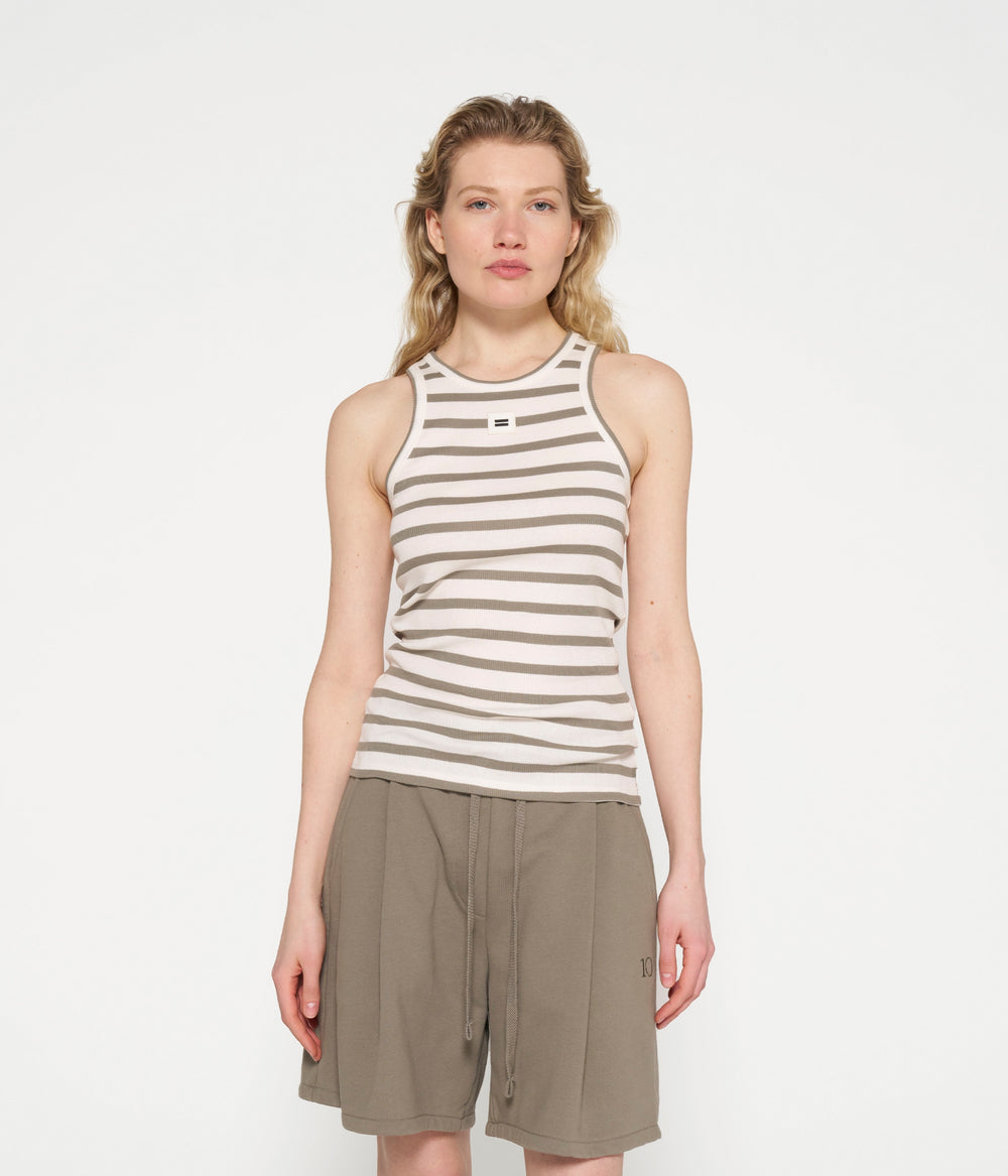 tank top rib stripes | ecru/sage