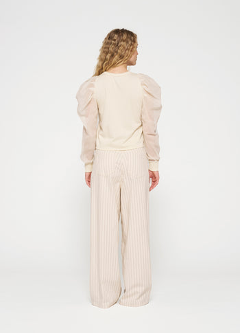 wide cross pants pinstripe | light natural