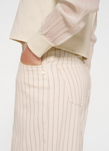 wide cross pants pinstripe | light natural