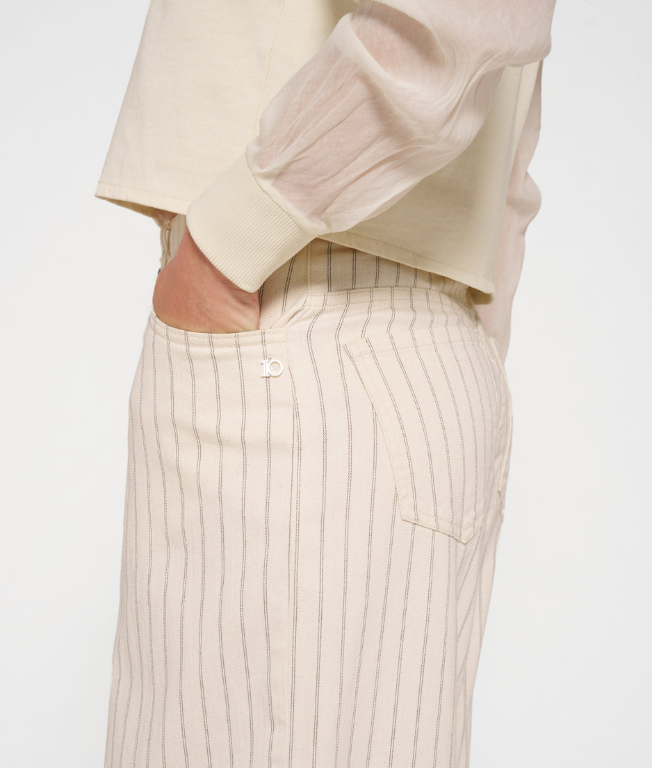 wide cross pants pinstripe | light natural