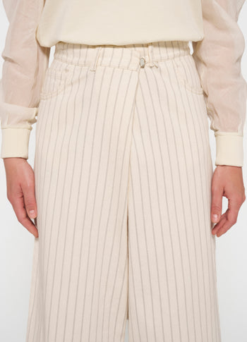 wide cross pants pinstripe | light natural