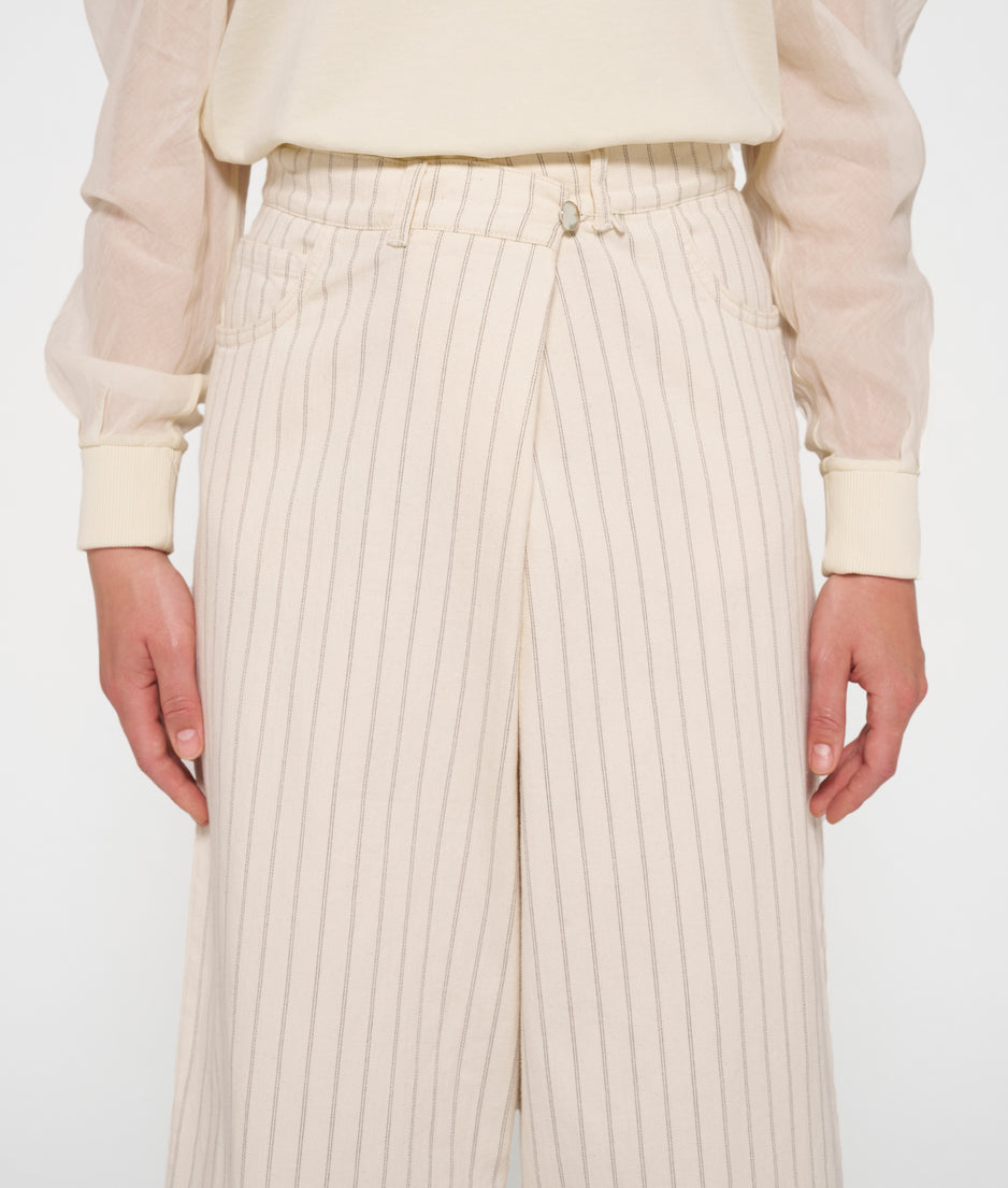 wide cross pants pinstripe | light natural