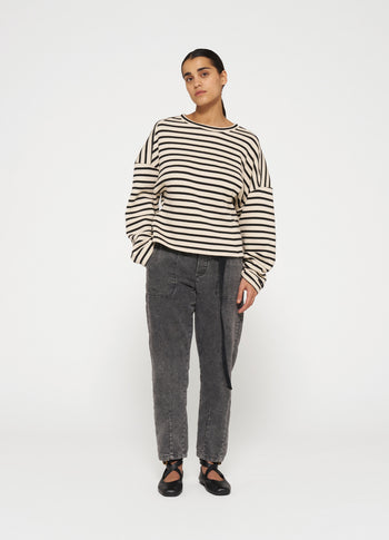 sweater smock stripes | light natural/black