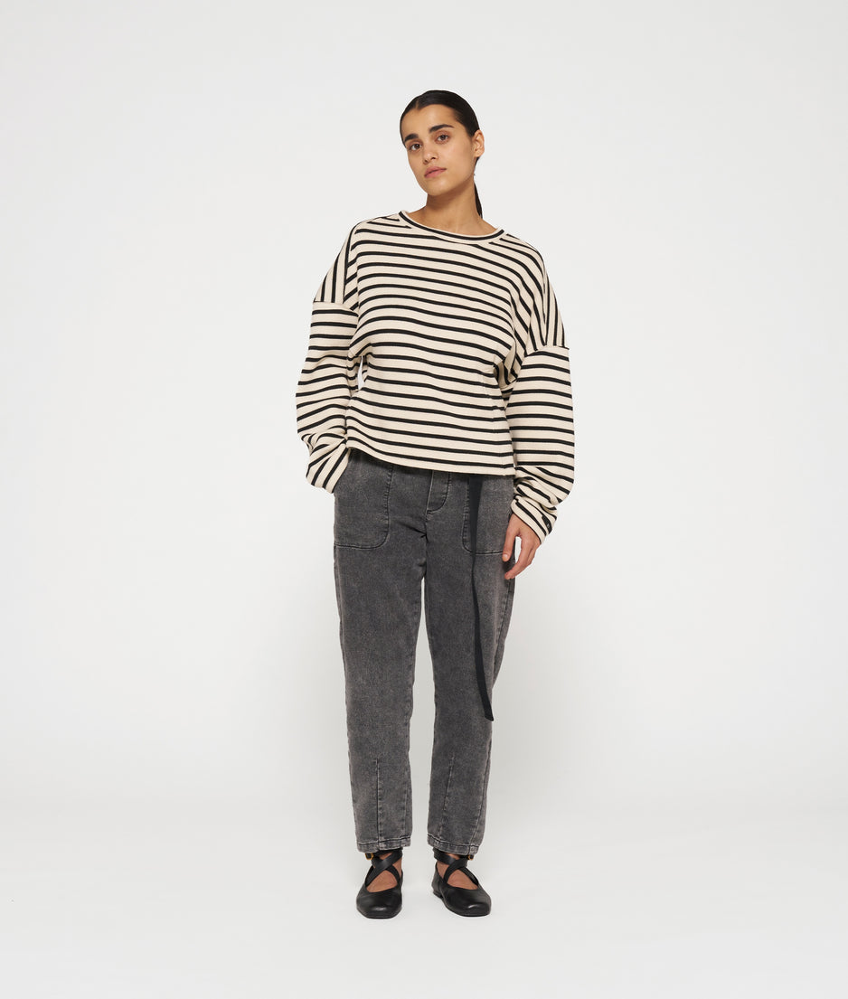 sweater smock stripes | light natural/black