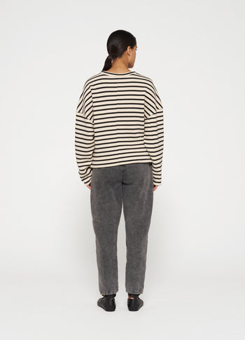 sweater smock stripes | light natural/black