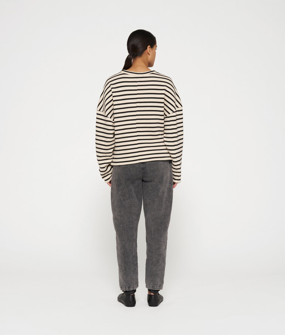 sweater smock stripes | light natural/black