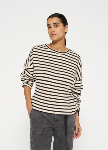 sweater smock stripes | light natural/black