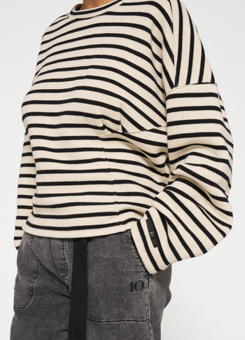 sweater smock stripes | light natural/black