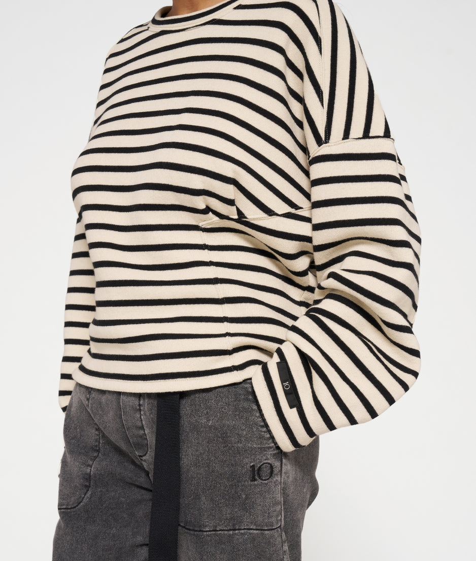 sweater smock stripes | light natural/black