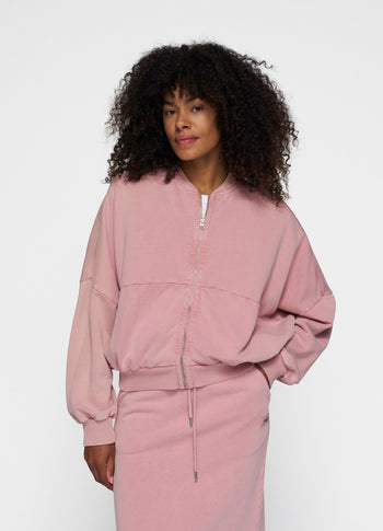 bomber cardigan | raspberry