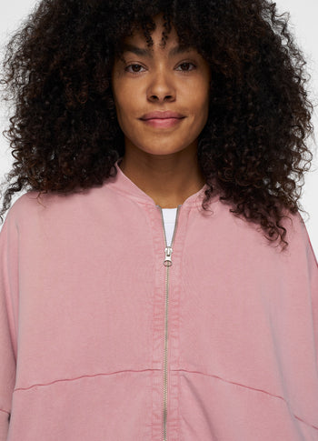 bomber cardigan | raspberry