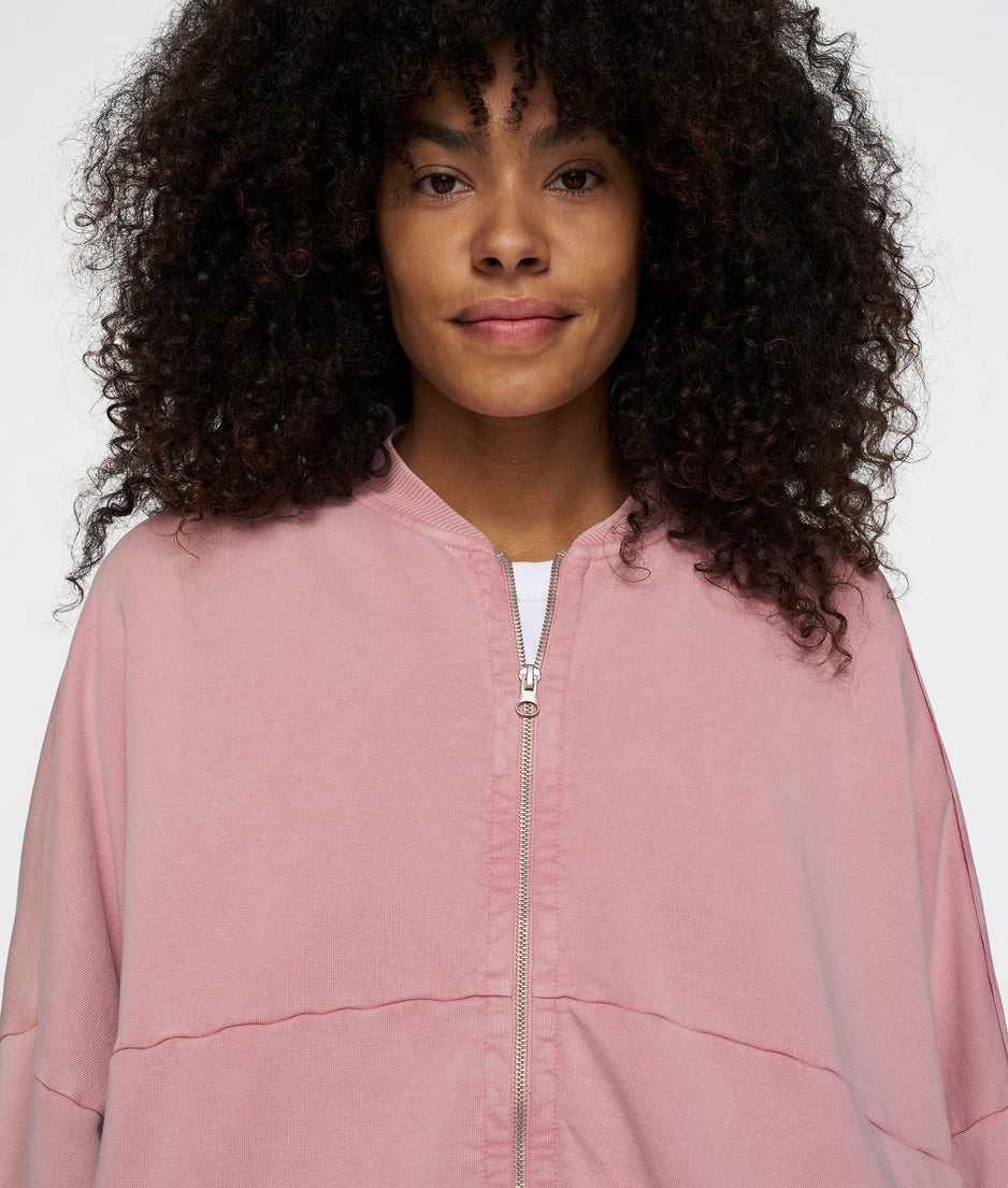 bomber cardigan | raspberry