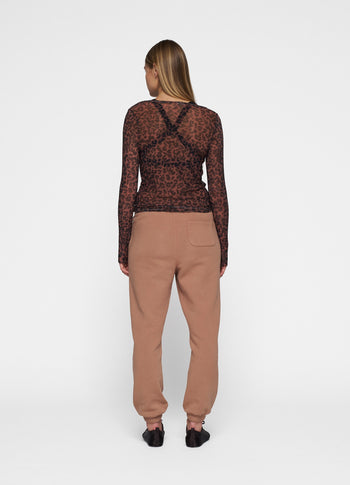 mesh long sleeve tee leopard | dark fudge