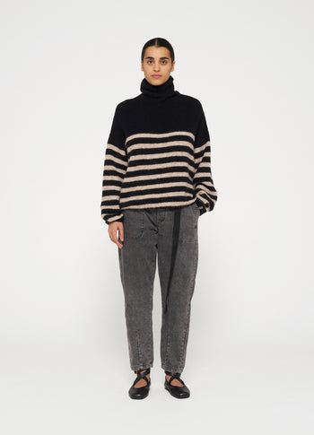 coll sweater knit stripes | black/light latte