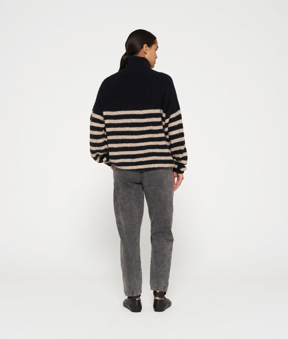 coll sweater knit stripes | black/light latte