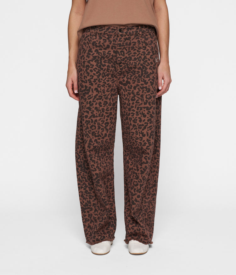 western pants leopard | dark fudge