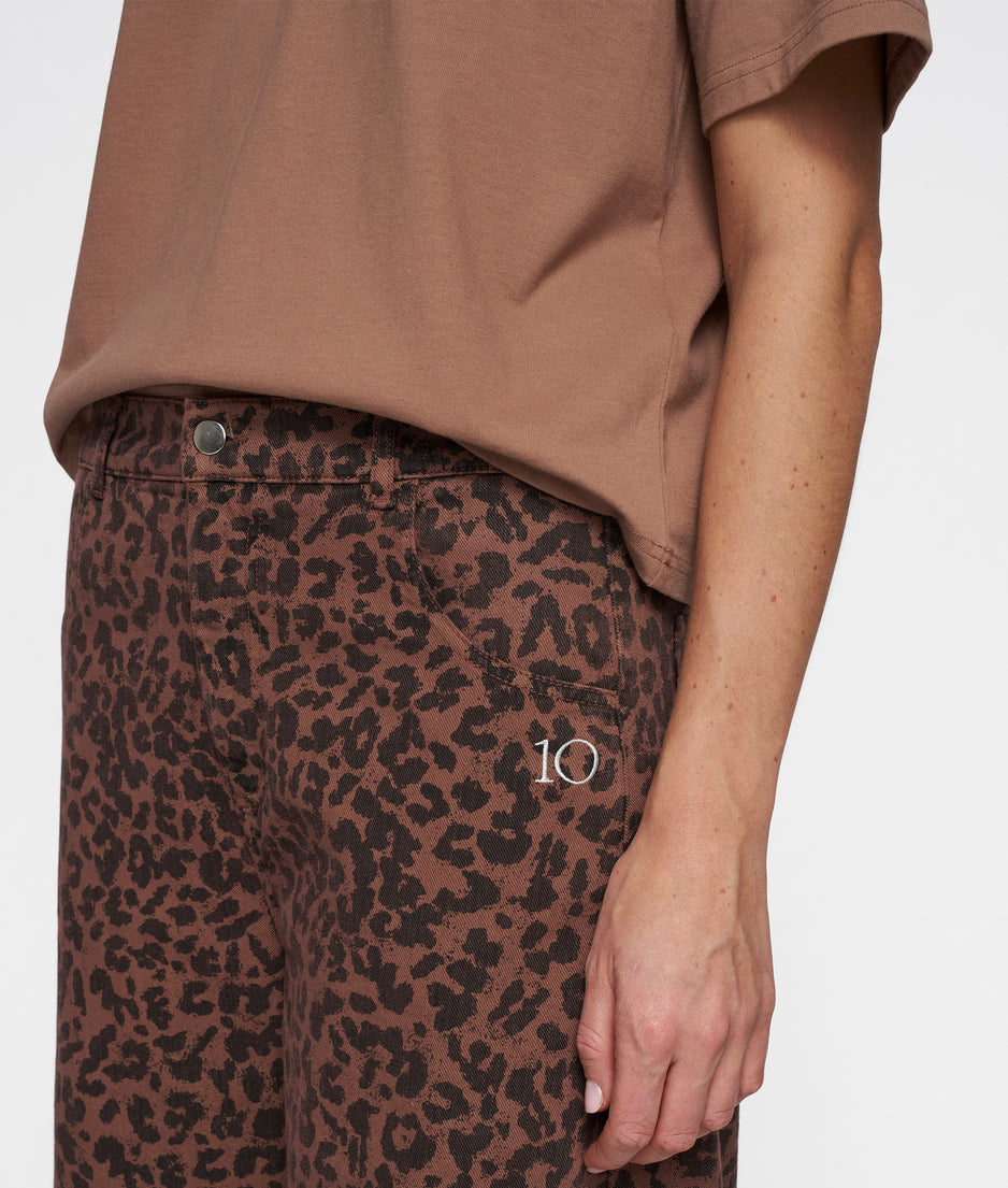 western pants leopard | dark fudge