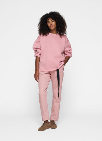 raw edge statement sweater | raspberry