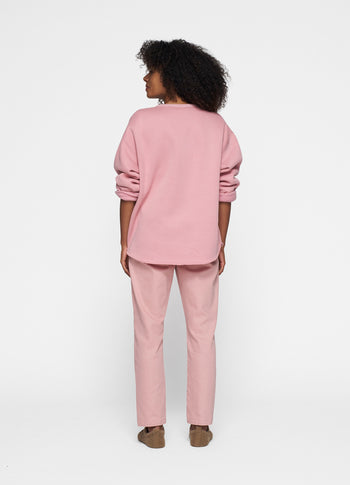 raw edge statement sweater | raspberry