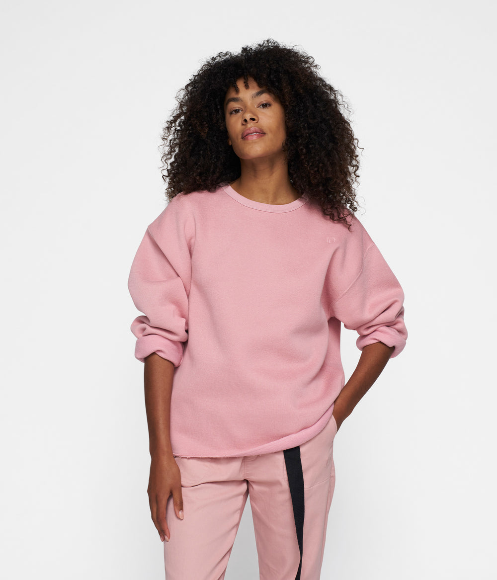 raw edge statement sweater | raspberry