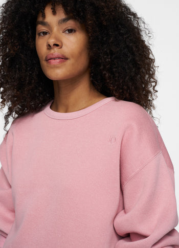 raw edge statement sweater | raspberry