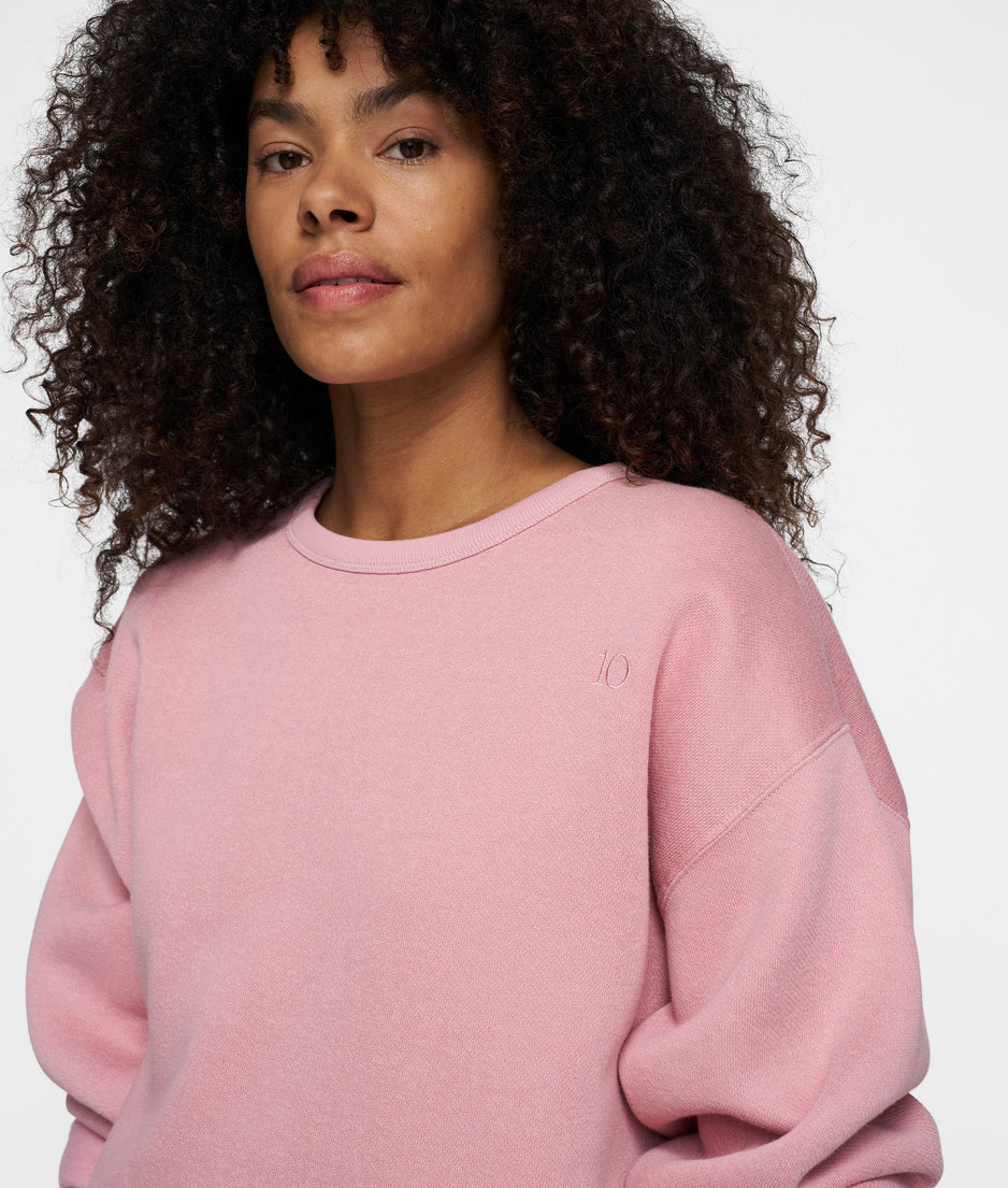 raw edge statement sweater | raspberry