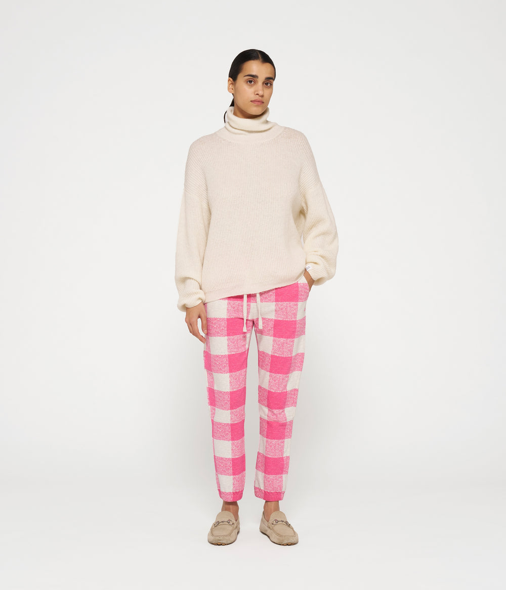 cropped jogger check | bright pink