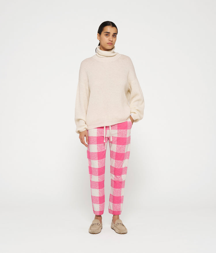 cropped jogger check | bright pink