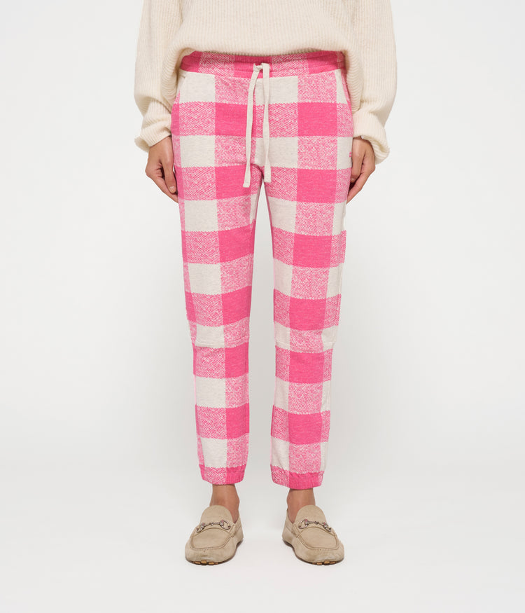 cropped jogger check | bright pink