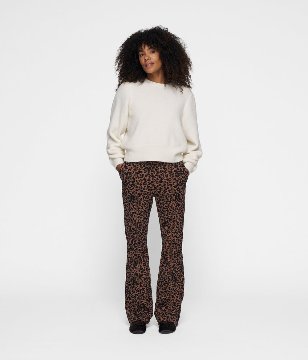 flared pants leopard | dark fudge