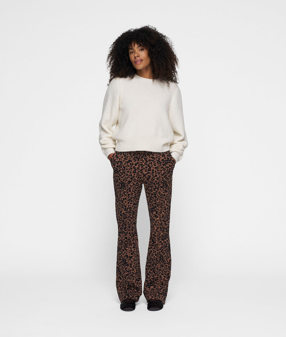 flared pants leopard | dark fudge