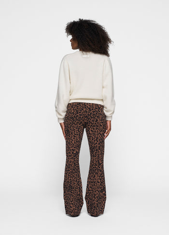 flared pants leopard | dark fudge