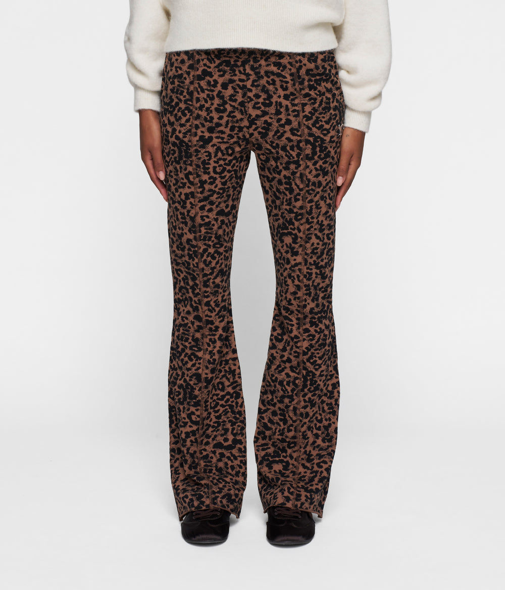 flared pants leopard | dark fudge