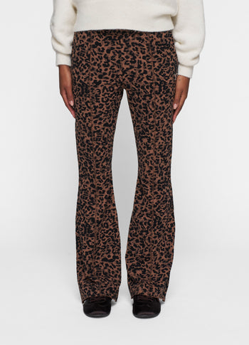 flared pants leopard | dark fudge