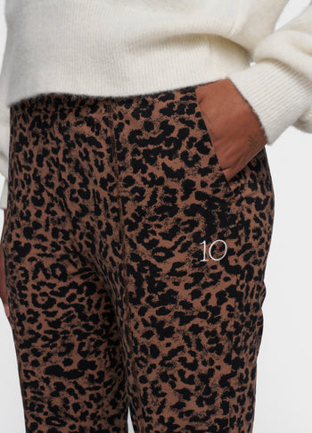 flared pants leopard | dark fudge