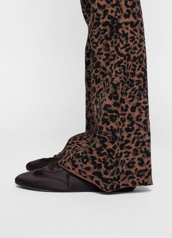 flared pants leopard | dark fudge