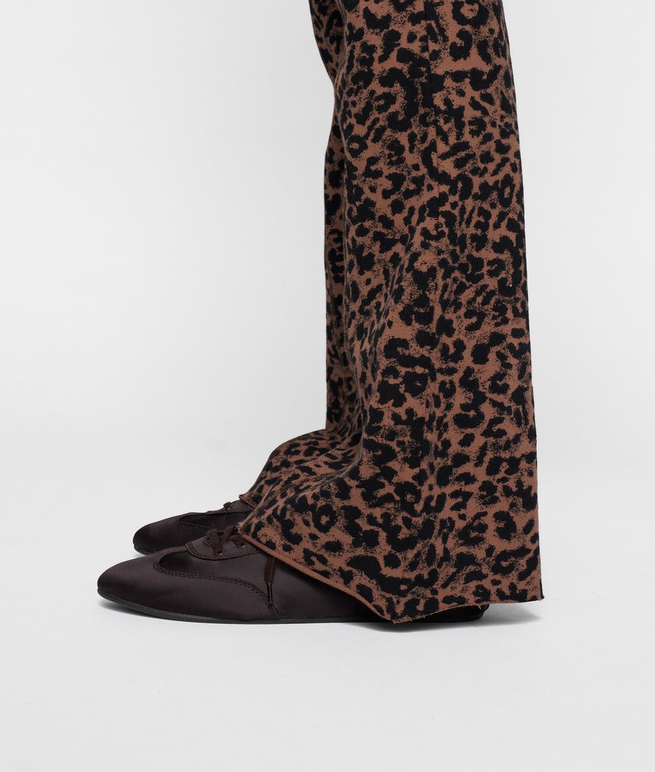 flared pants leopard | dark fudge