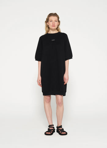 short sleeve sweat dress | black