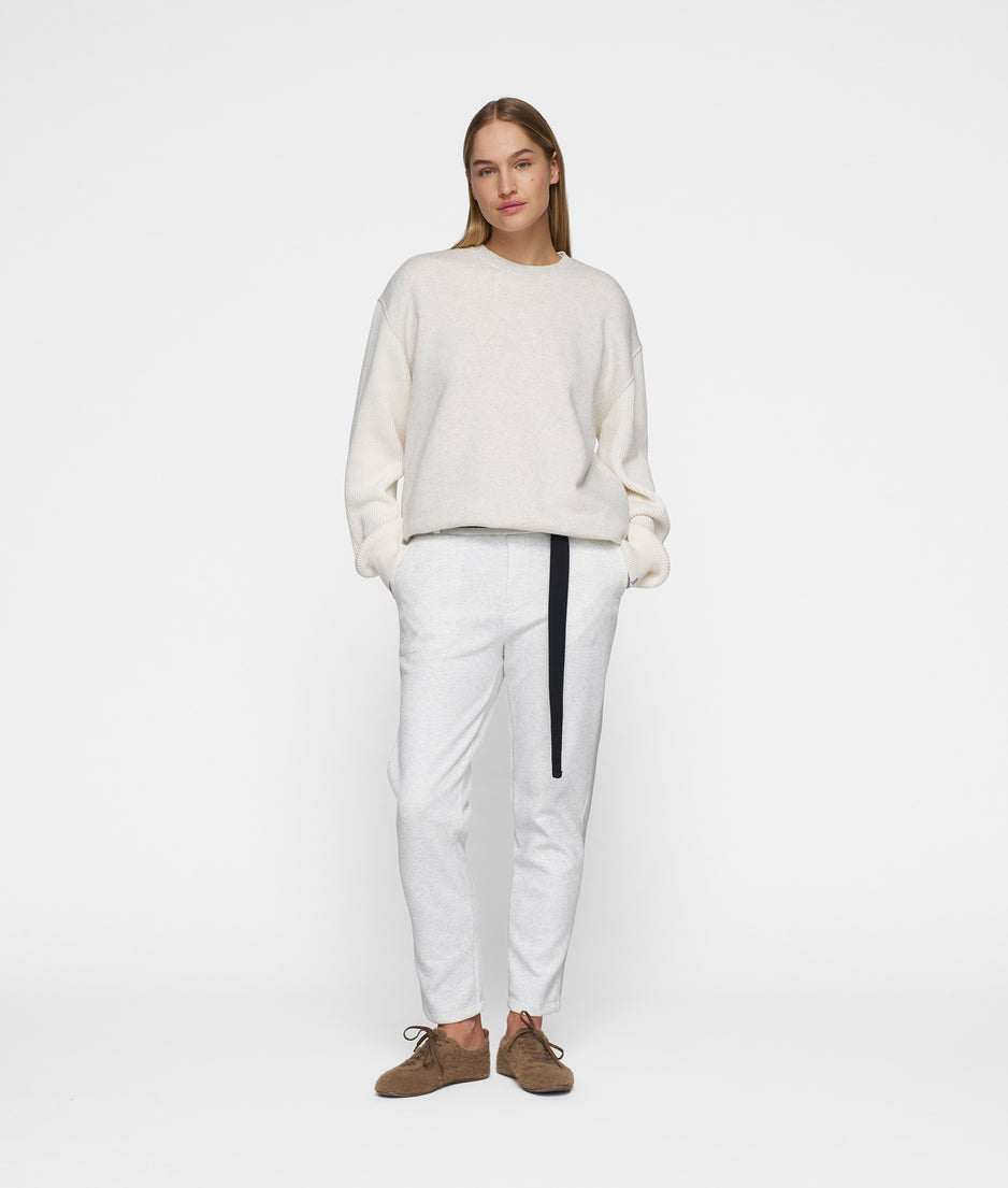 statement sweater knit sleeves | soft white melee