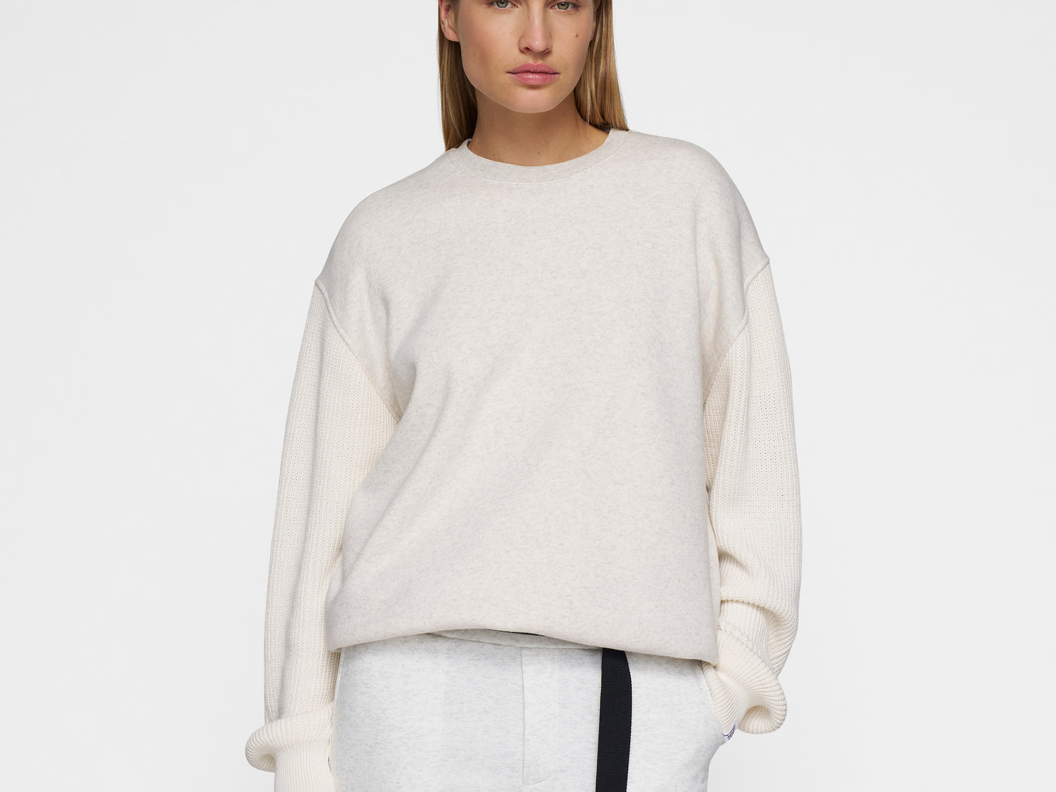 statement sweater knit sleeves | soft white melee