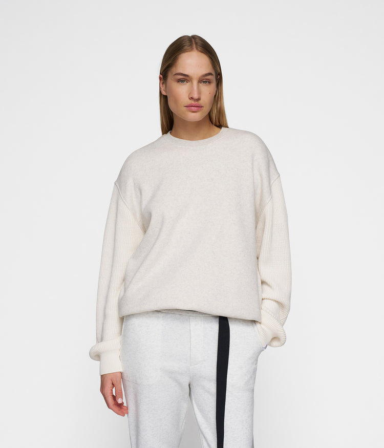 statement sweater knit sleeves | soft white melee