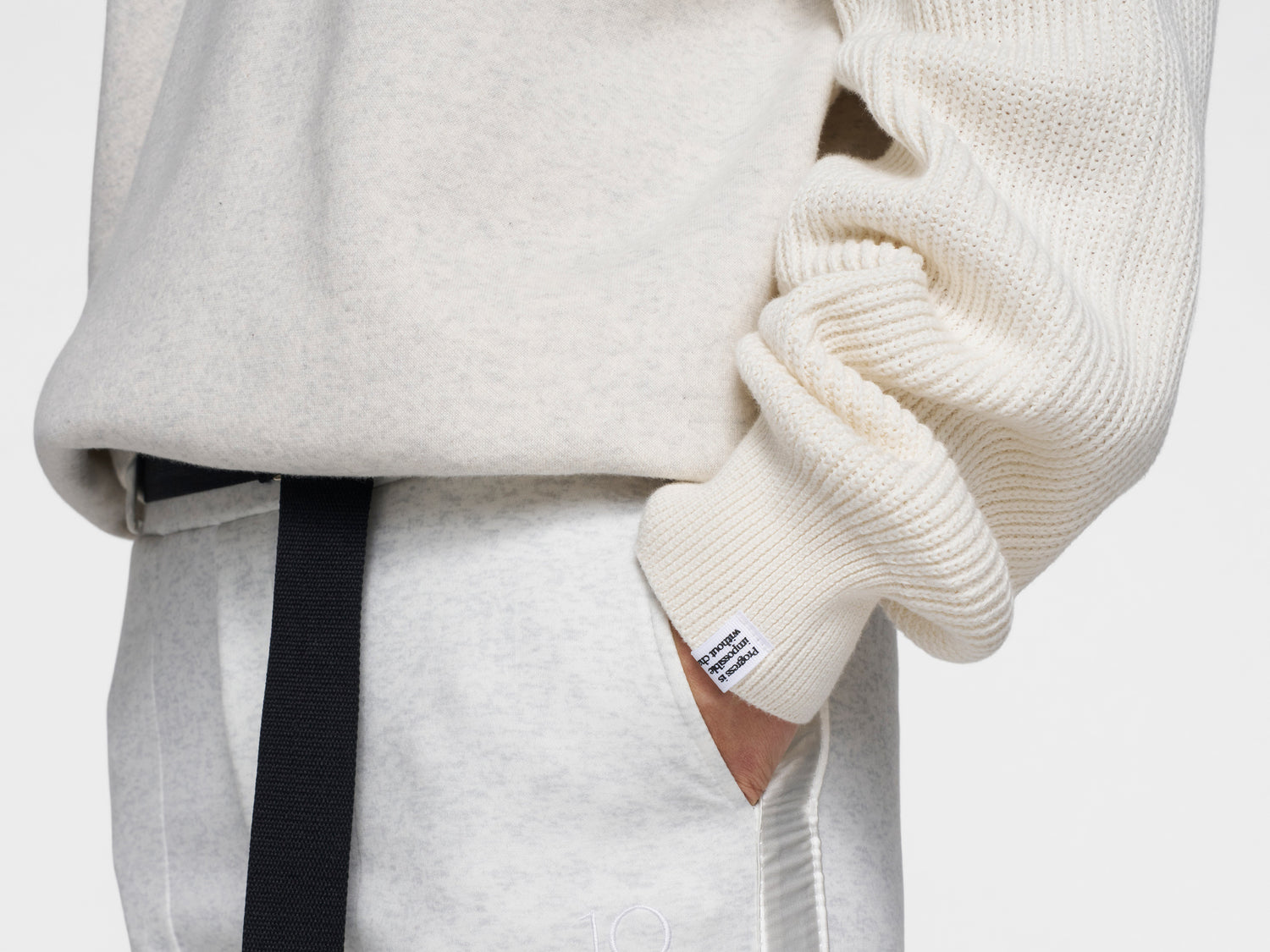 statement sweater knit sleeves | soft white melee