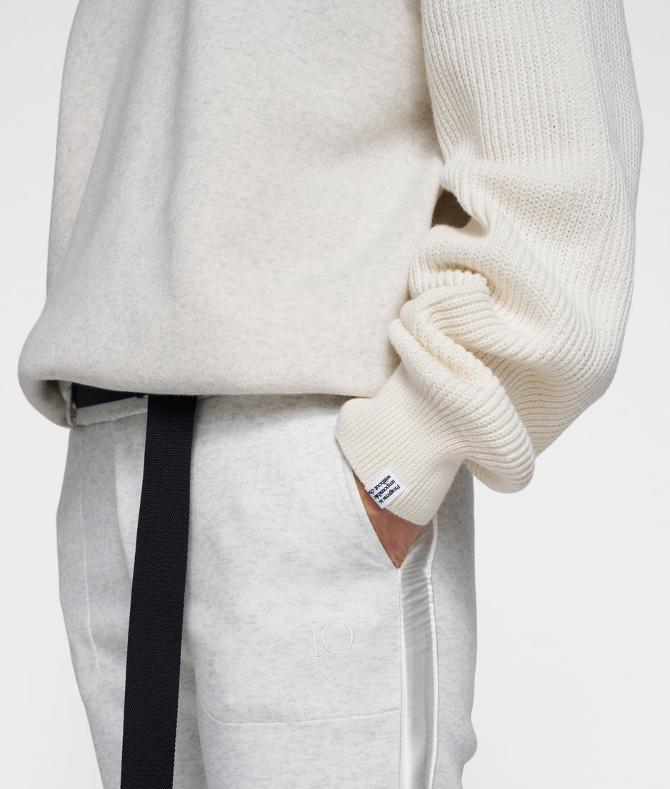 statement sweater knit sleeves | soft white melee