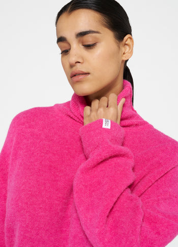 coll sweater soft knit | bright pink