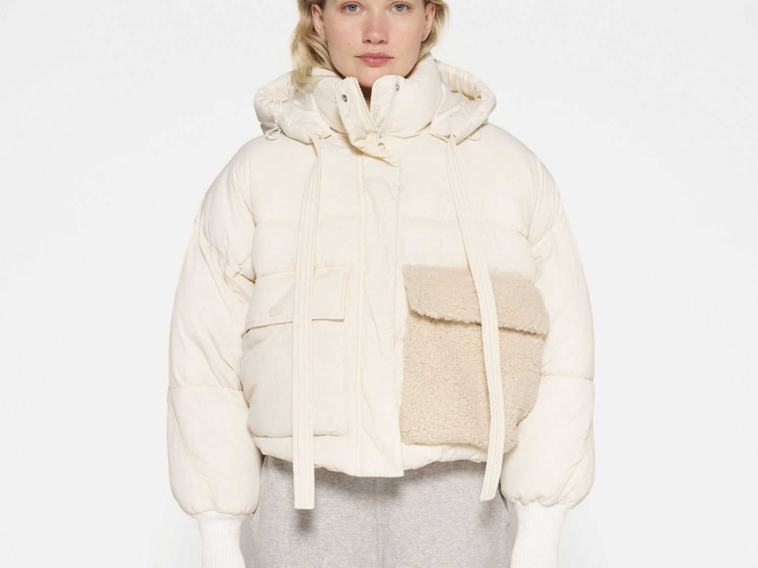 short puffer jacket | light natural