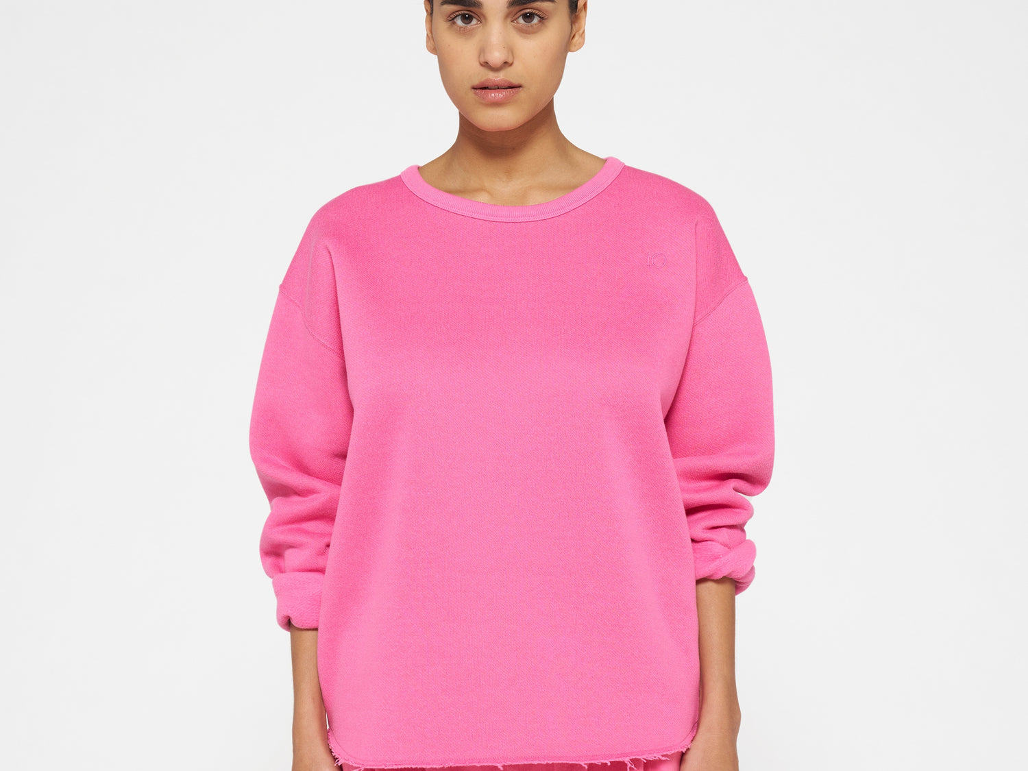 raw edge sweater | bright pink