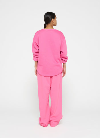 raw edge sweater | bright pink