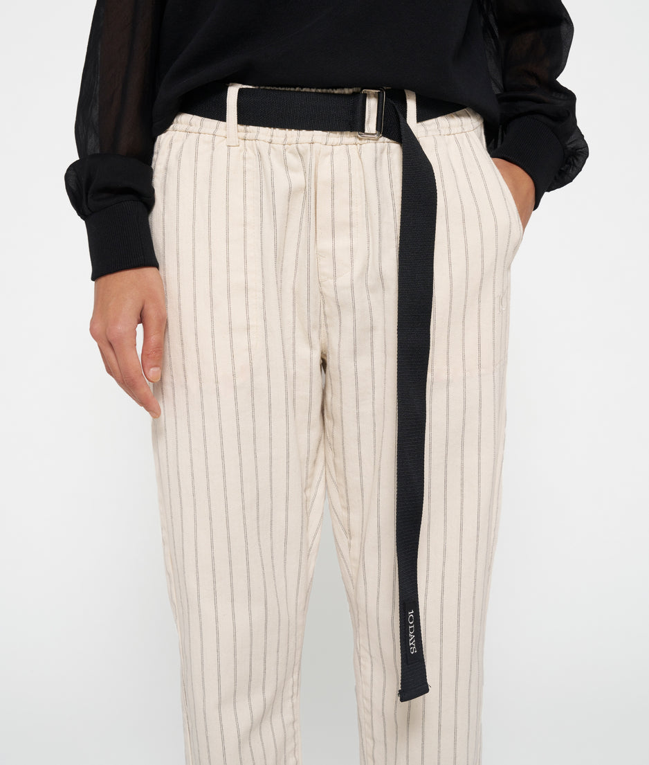 belted pants pinstripe | light natural