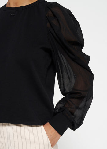 soft sweater puff sleeve | black